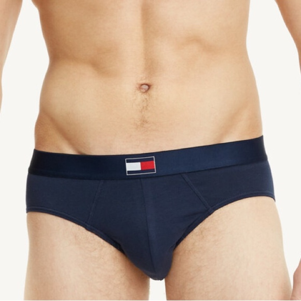 Tommy Hilfiger Men's Blue Briefs Underwear Cotton Stretch Logo Band Size Small